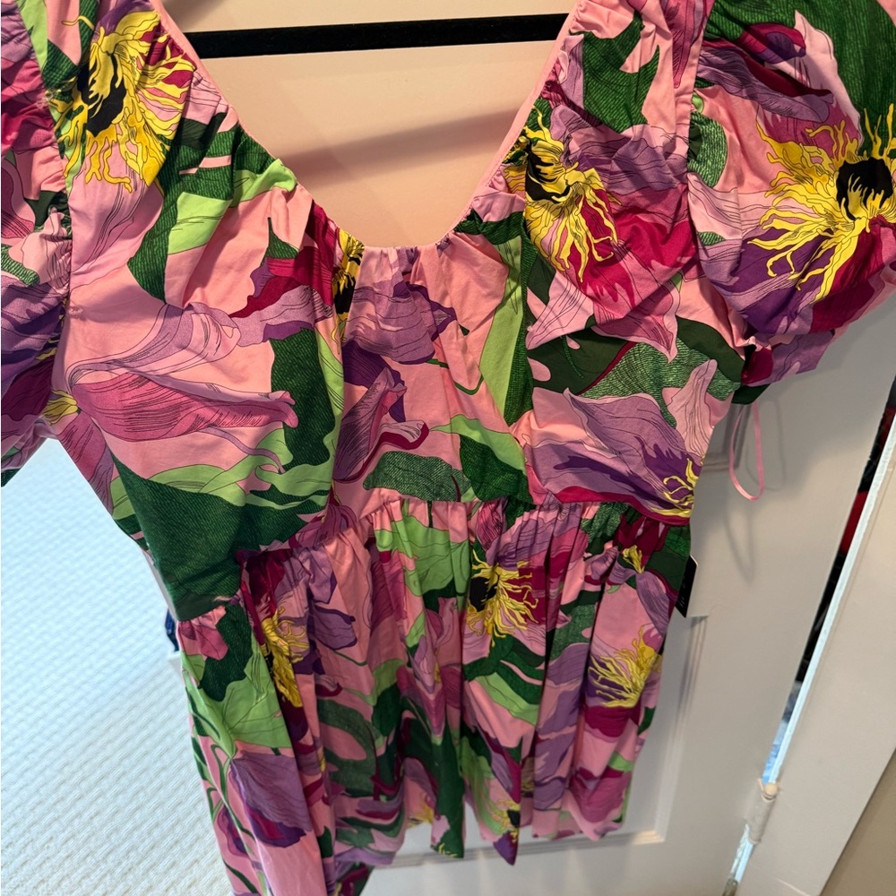 Express Floral Mini Dress - Pink and Green